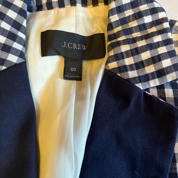 NWOT J.crew size 00 blue gingham blazer - Picture 9 of 10